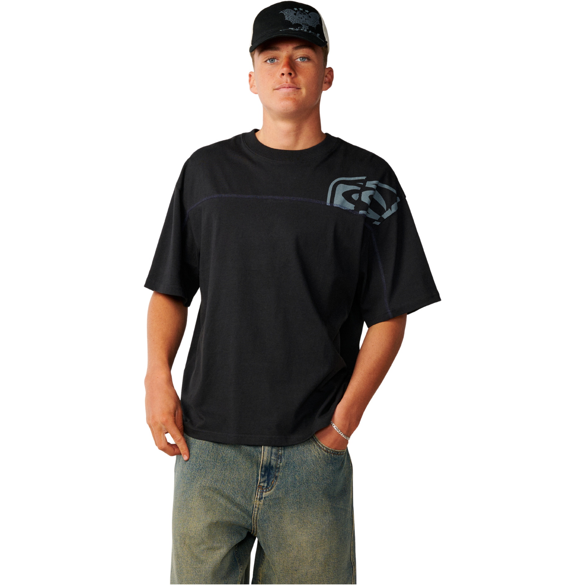 2026 Rip Curl Mens Archive Thrashed Panel T-Shirt 12OMTE - Black